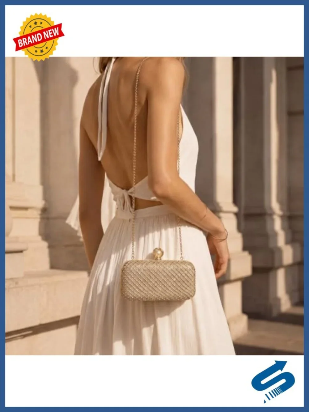 Glitter Rhinestone Clutch Purse with Detachable Chain Strap for Women Evening